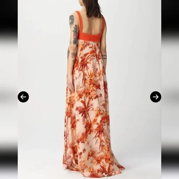 Alanui Hookipa Toile De Jouy Maxi Dress In Orange Size Small - Picture 9 of 13